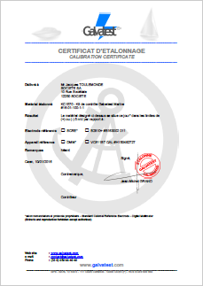 certificate of calibration